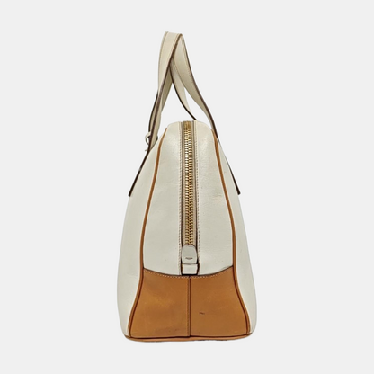 PRADA White Leather Monogrammed Tote Bag Golden hardware-(SKU)-960002423