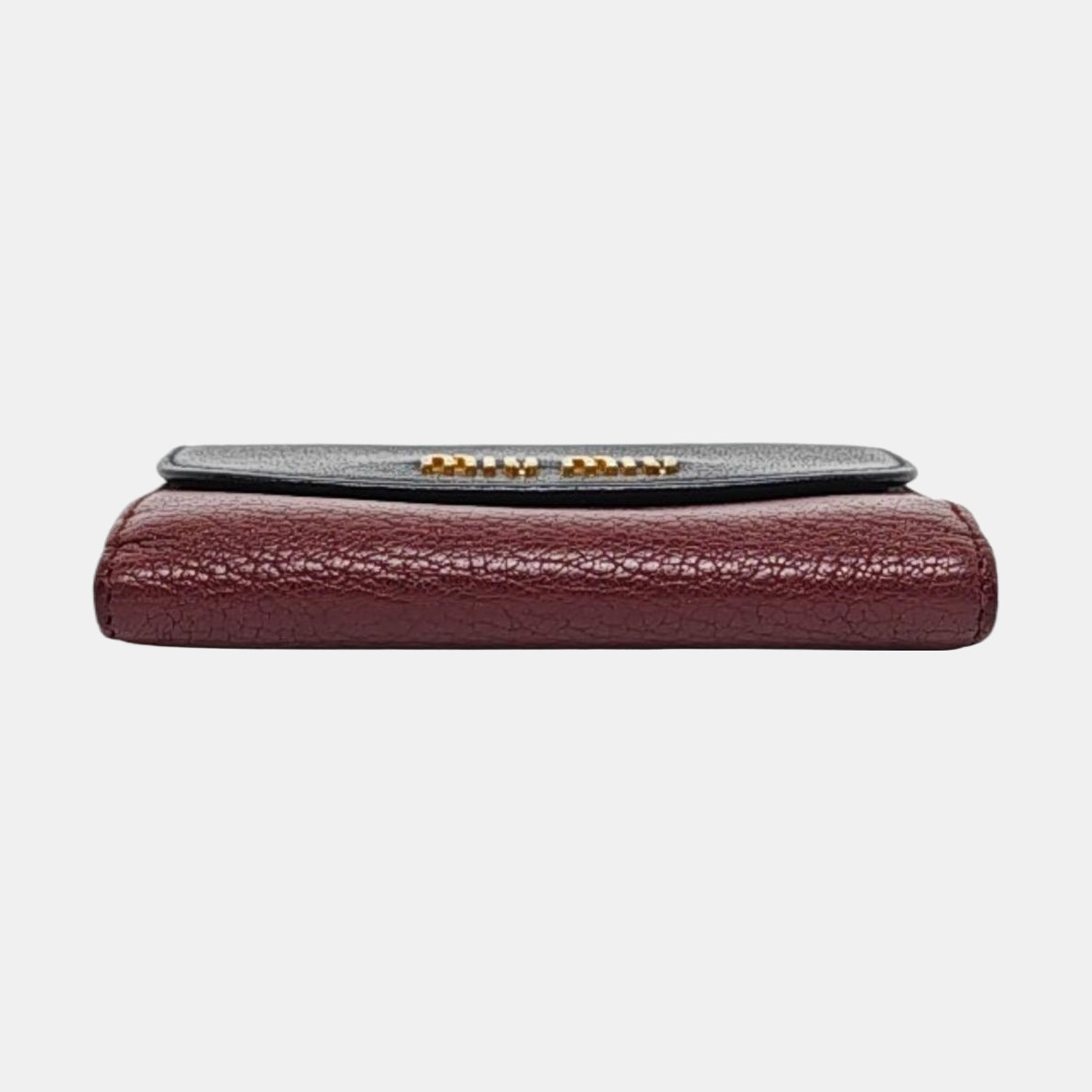 Miu Miu Miu Délice Burgundy Calfskin Leather Wallet Golden hardware-(SKU)-960123346