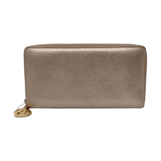 GUCCI Champagne-Colored Cowhide Embossed Wallet Golden hardware-(SKU)-960153701