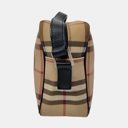 BURBERRY Brown Coated Canvas Shoulder Bag Silver Hardware-(SKU)-959823935