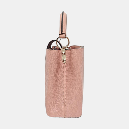 LOUIS VUITTON CAPUCINES BB nude pink leather shoulder bag handbag crossbody bag silver hardware removable shoulder strap complete accessories-(SKU)-960091590