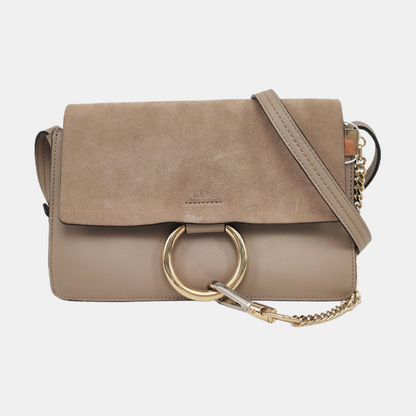 Chloé Faye Small size Grey Leather Single Shoulder Bag Golden Silver Hardware-(SKU)-959251490