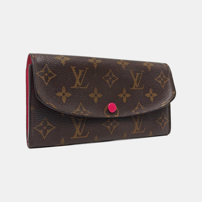 LOUIS VUITTON EMILIE Brown coated canvas vintage wallet Golden hardware-(SKU)-960163038