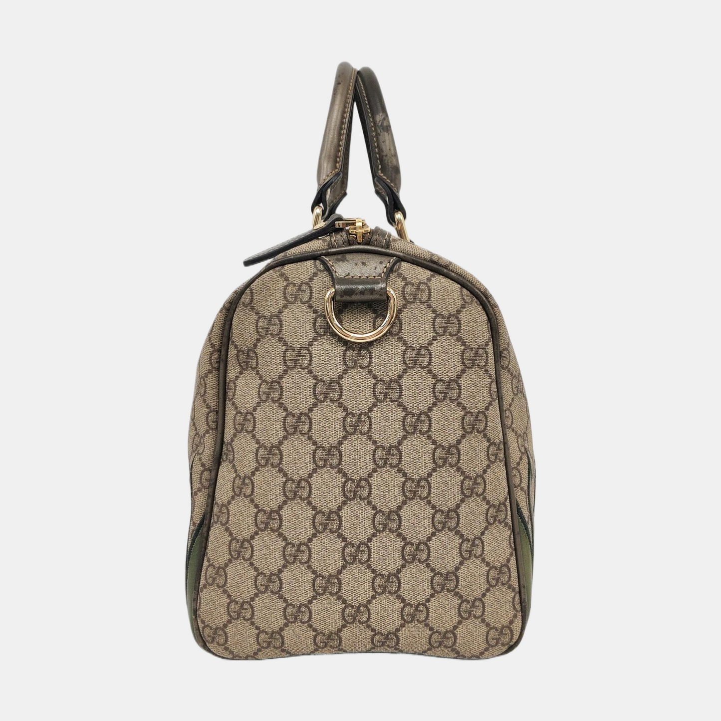 GUCCI Joy Brown Suede Leather Monogram Embroidery Tote Bag Golden hardware-(SKU)-959989784