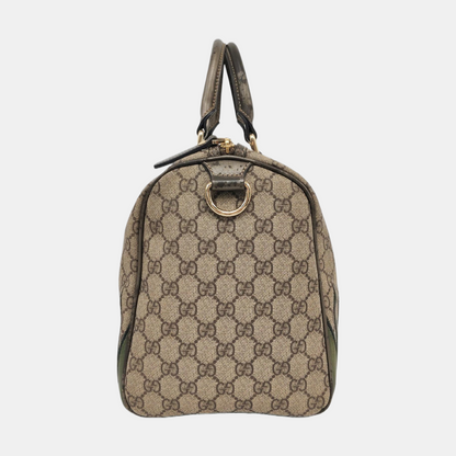 GUCCI Joy Brown Suede Leather Monogram Embroidery Tote Bag Golden hardware-(SKU)-959989784