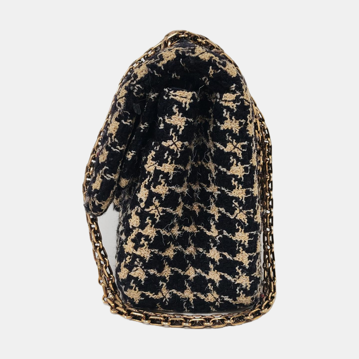 CHANEL 2.55 multicolor wool single shoulder bag/crossbody bag with gold-colored hardware, 21 pockets-(SKU)-960334063
