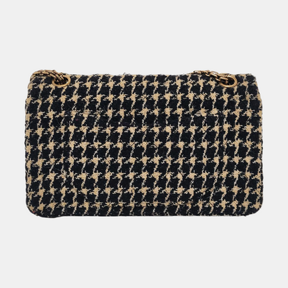 CHANEL 2.55 multicolor wool single shoulder bag/crossbody bag with gold-colored hardware, 21 pockets-(SKU)-960334063