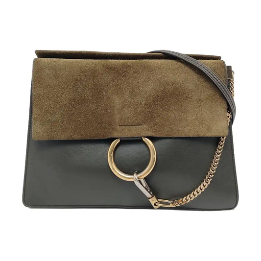 Chloé Faye Medium size Dark Green Leather Crossbody Shoulder Bag Golden hardware Removable shoulder strap-(SKU)-959719535