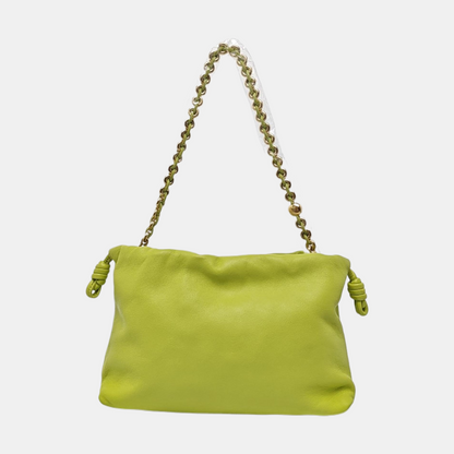LOEWE Flamenco Purse Green Lamb Skin Crossbody Shoulder Bag Handbag Gold Hardware 2 Removable Straps-(SKU)-960343702