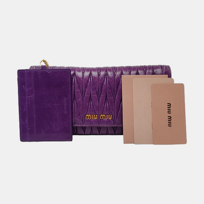 Miu Miu Purple Calf Leather Quilted Wallet Golden hardware Sub-bag-(SKU)-960261981