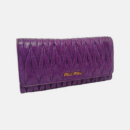 Miu Miu Purple Calf Leather Quilted Wallet Golden hardware Sub-bag-(SKU)-960261981