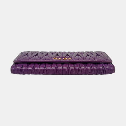 Miu Miu Purple Calf Leather Quilted Wallet Golden hardware Sub-bag-(SKU)-960261981