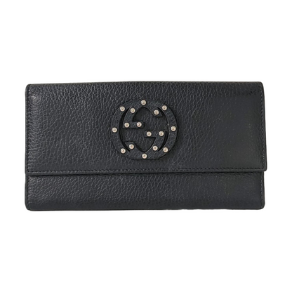 GUCCI Blondie Black Leather Studs Wallet Silver Hardware-(SKU)-960340084