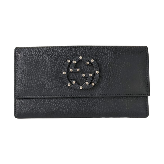 GUCCI Blondie Black Leather Studs Wallet Silver Hardware-(SKU)-960340084