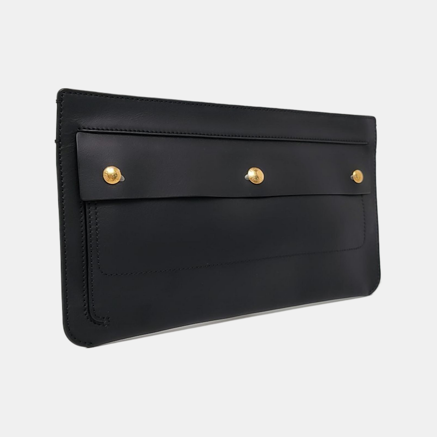 BURBERRY Black Cowhide Clutch Golden hardware-(SKU)-960317671