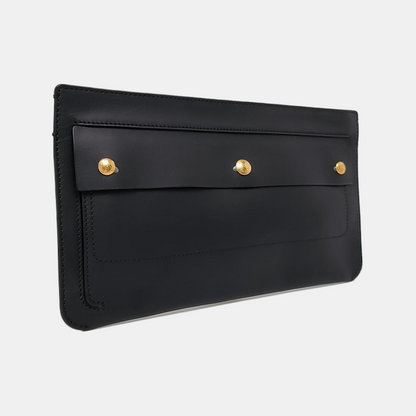 BURBERRY Black Cowhide Clutch Golden hardware-(SKU)-960317671