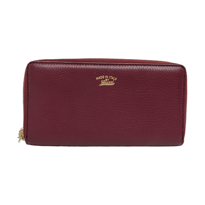 GUCCI Bamboo 1947 Burgundy Cowhide Bamboo Fringe Wallet Golden hardware-(SKU)-960308481