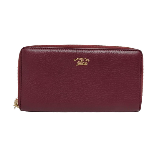 GUCCI Bamboo 1947 Burgundy Cowhide Bamboo Fringe Wallet Golden hardware-(SKU)-960308481