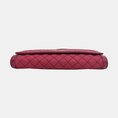 PRADA Pink Nylon Quilted Crossbody Shoulder Bag Handbag Clutch Golden hardware Removable shoulder strap-(SKU)-959993343