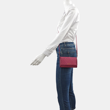 PRADA Pink Nylon Quilted Crossbody Shoulder Bag Handbag Clutch Golden hardware Removable shoulder strap-(SKU)-959993343