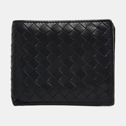 BOTTEGA VENETA Black Cowhide Woven Wallet-(SKU)-960229991