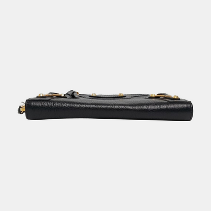 BALENCIAGA Classic Metallic Edge City Black Leather Biker Bag Wallet Golden hardware-(SKU)-960437707