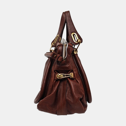 Chloé Paraty Medium size Brown cowhide crossbody bag shoulder bag tote bag Golden hardware Removable shoulder strap-(SKU)-960236363