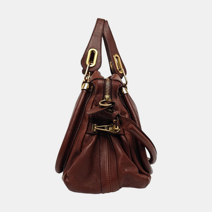 Chloé Paraty Medium size Brown cowhide crossbody bag shoulder bag tote bag Golden hardware Removable shoulder strap-(SKU)-960236363