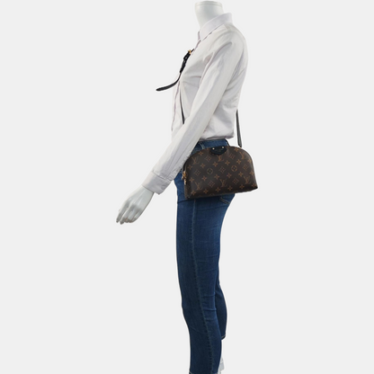 LOUIS VUITTON BE ALMA Brown coated canvas monogram shell bag shoulder bag crossbody bag with gold hardware 2 removable shoulder straps and complete accessories-(SKU)-960305671