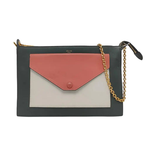 CELINE POCKET Multicolor Cowhide Crossbody Single Shoulder Bag Golden hardware-(SKU)-960407056