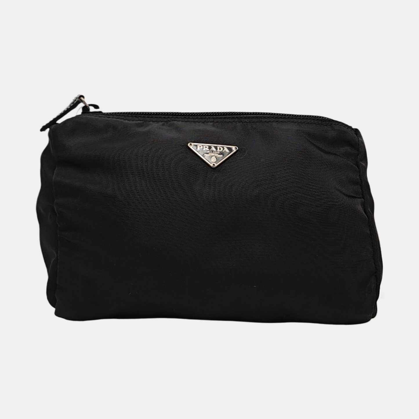 PRADA Black Nylon Logo Clutch Silver Hardware-(SKU)-953760624