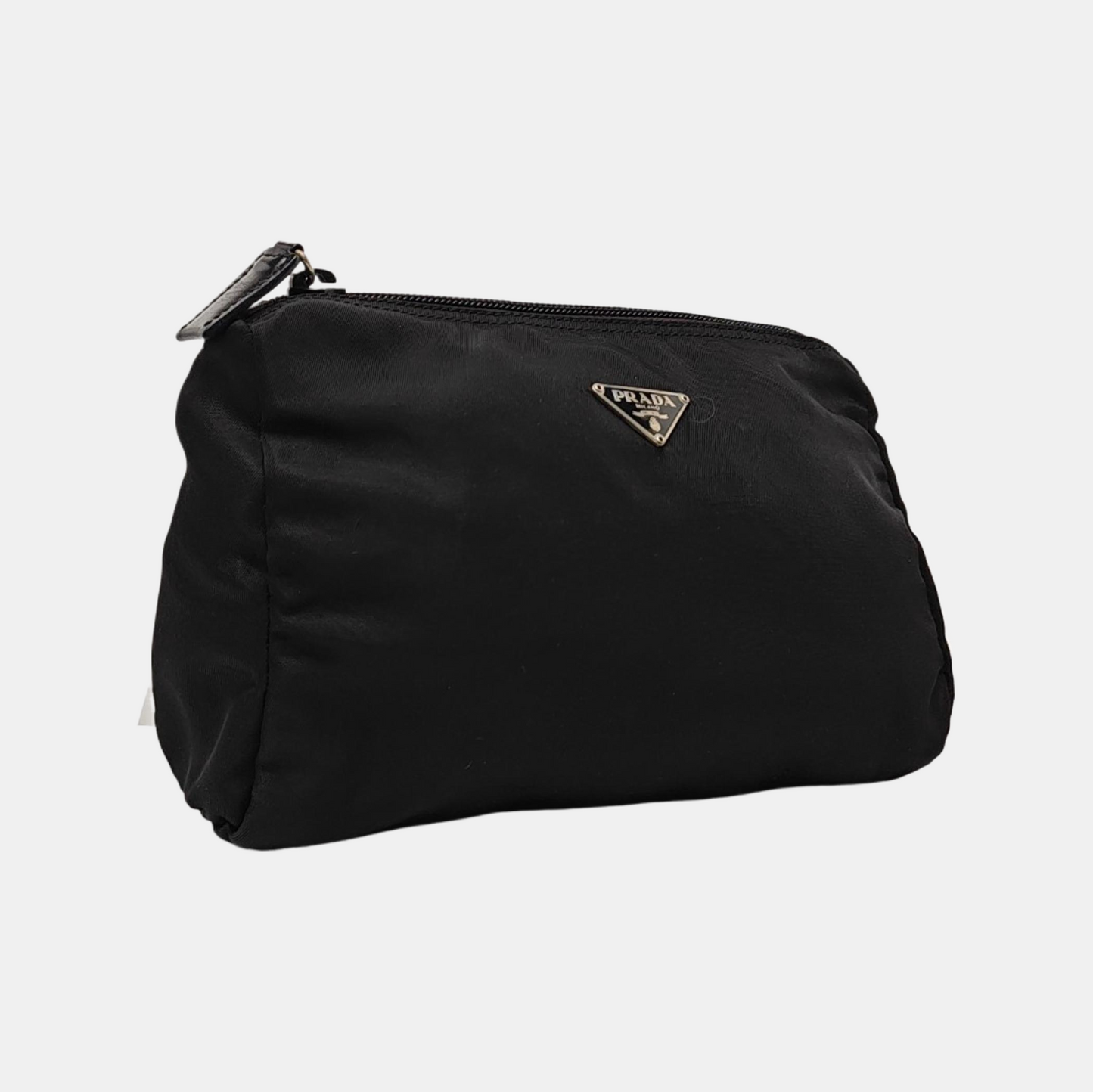 PRADA Black Nylon Logo Clutch Silver Hardware-(SKU)-953760624