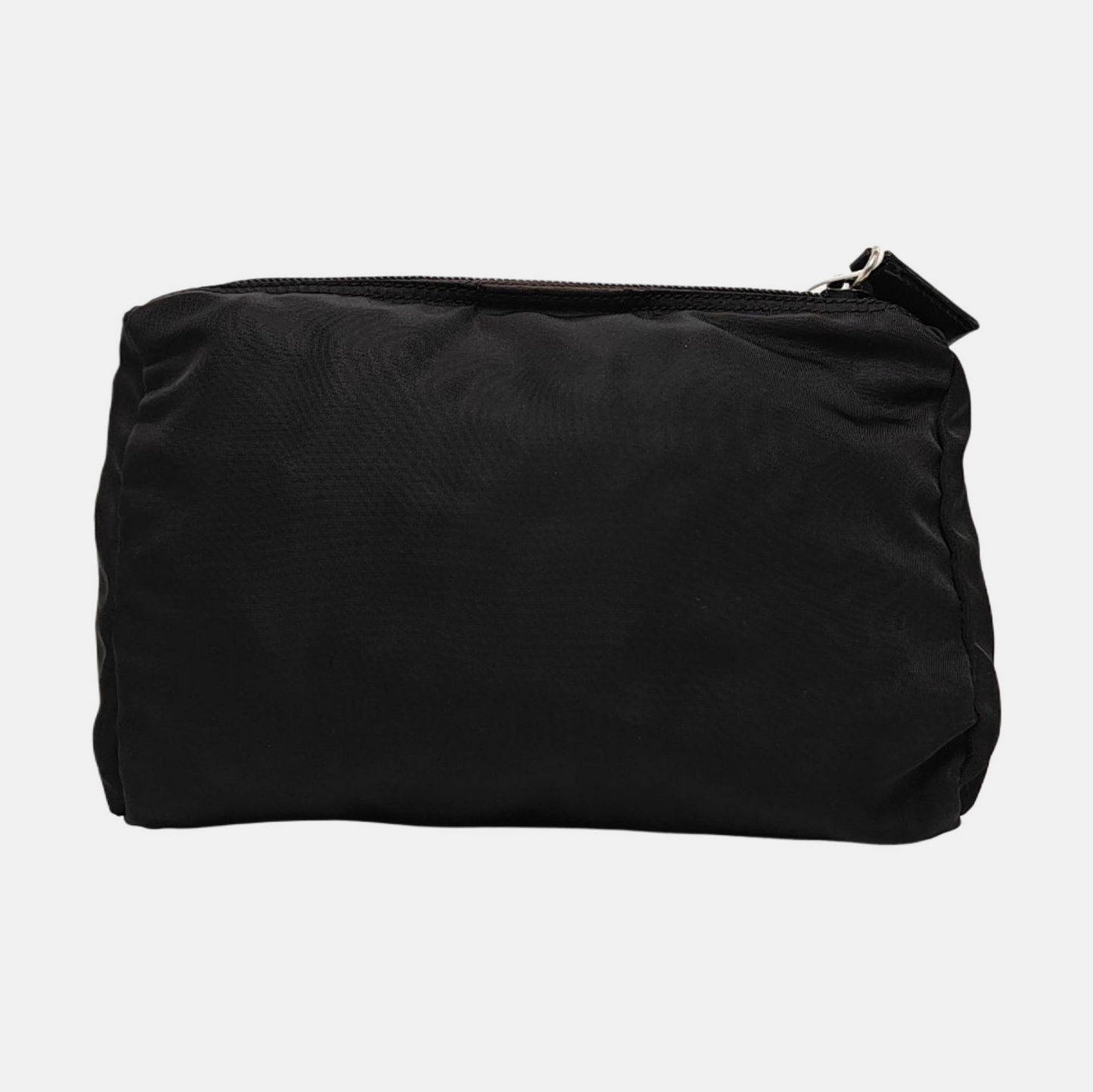 PRADA Black Nylon Logo Clutch Silver Hardware-(SKU)-953760624