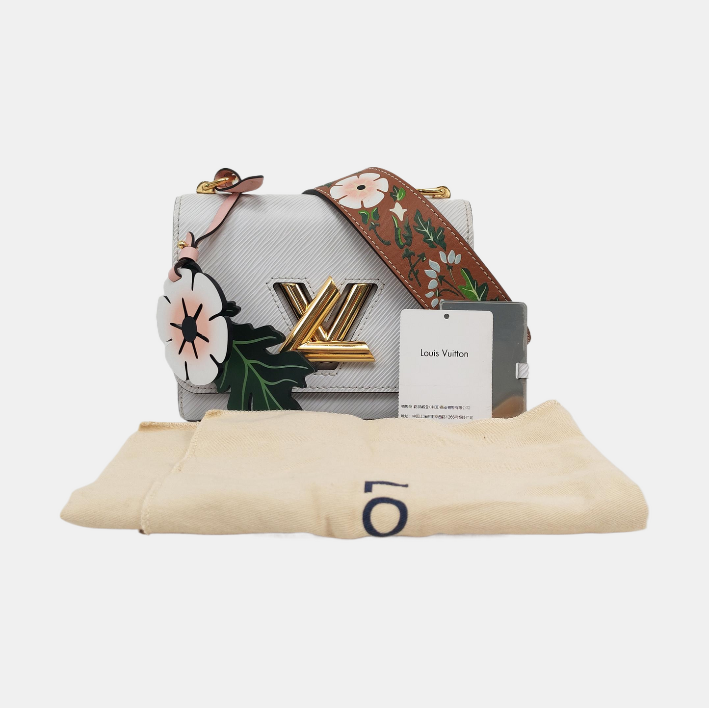 LOUIS VUITTON TWIST Small White EPI Calfskin Water Ripple Pattern Shoulder Bag with Removable Strap-(SKU)-960360137