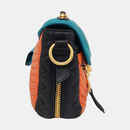 Miu Miu Teal Green Lamb Leather Quilted Shoulder and Crossbody Bag Golden hardware-(SKU)-960406389