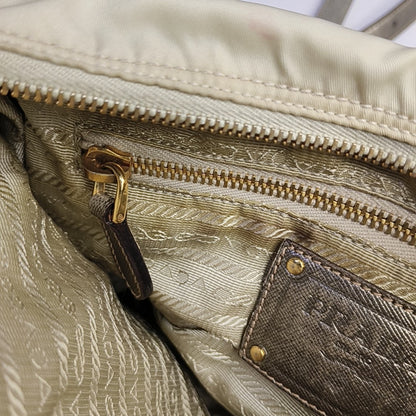 PRADA Beige Nylon Single Shoulder Bag Golden hardware Removable shoulder strap-(SKU)-960248110
