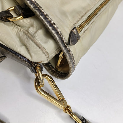 PRADA Beige Nylon Single Shoulder Bag Golden hardware Removable shoulder strap-(SKU)-960248110