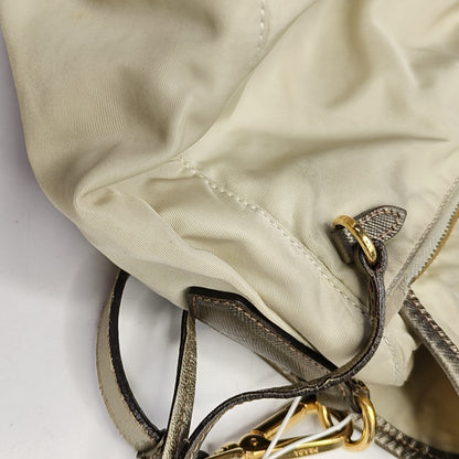 PRADA Beige Nylon Single Shoulder Bag Golden hardware Removable shoulder strap-(SKU)-960248110