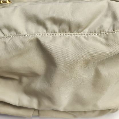 PRADA Beige Nylon Single Shoulder Bag Golden hardware Removable shoulder strap-(SKU)-960248110