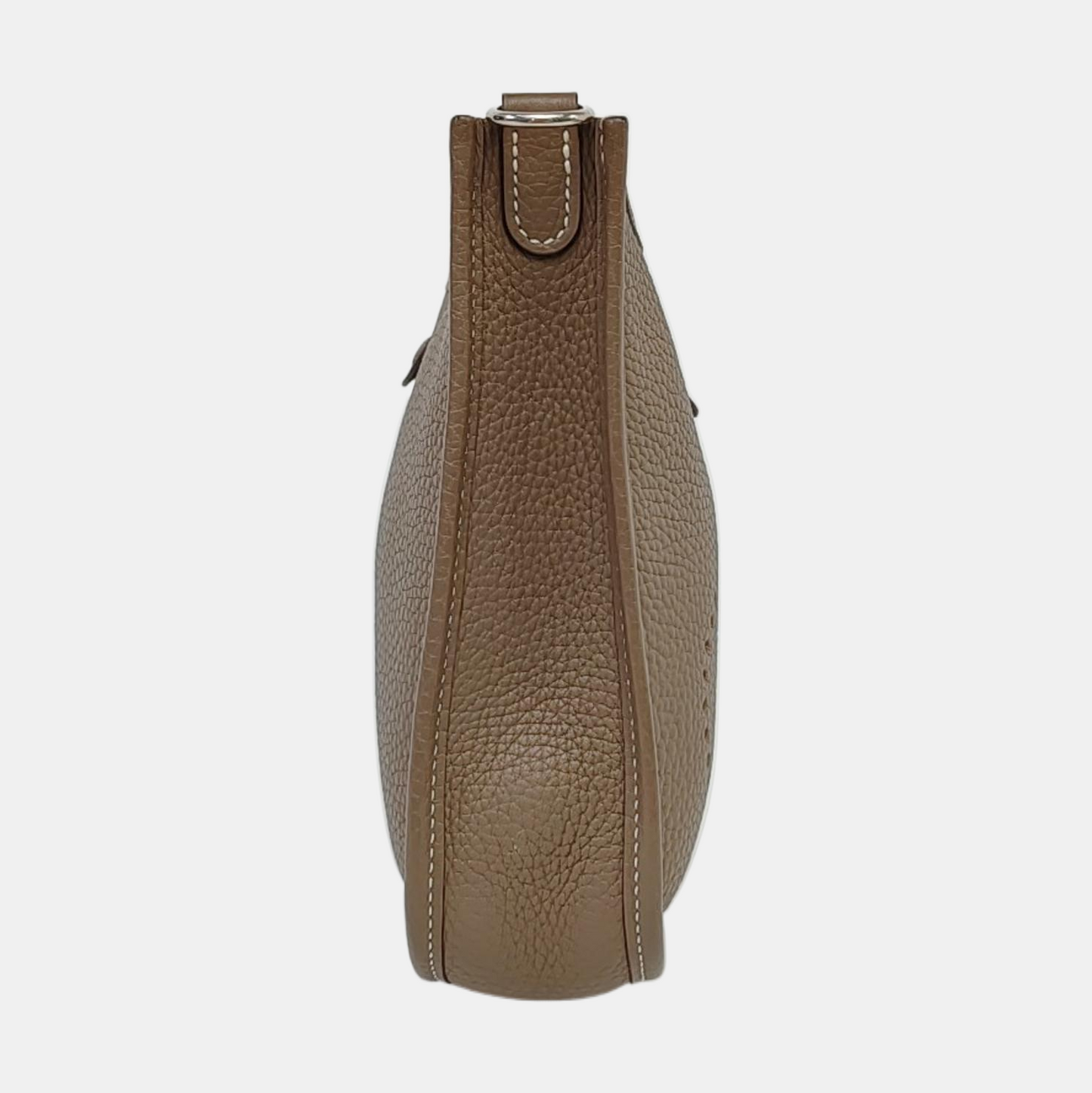 HERMÈS Evelyne TPM elephant grey Clemence leather perforated Evelyne crossbody bag shoulder bag removable shoulder strap-(SKU)-960329807