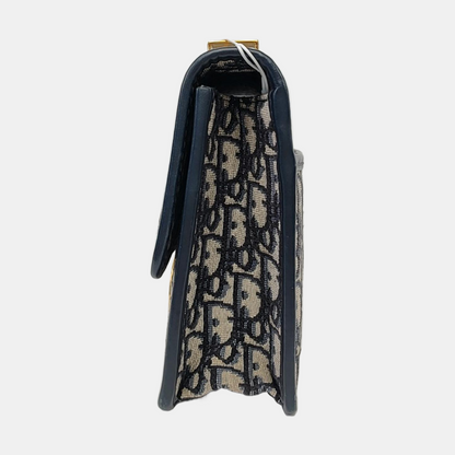 DIOR 30 Montaigne Blue Canvas Monogram Embossed Montaigne Bag Shoulder Bag with Detachable Strap-(SKU)-970899095