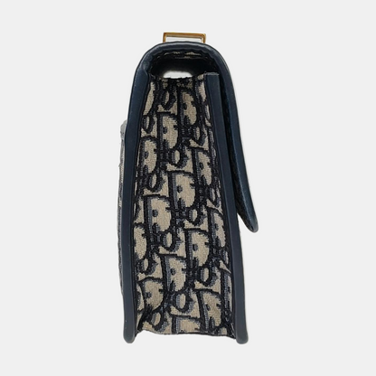 DIOR 30 Montaigne Blue Canvas Monogram Embossed Montaigne Bag Shoulder Bag with Detachable Strap-(SKU)-970899095
