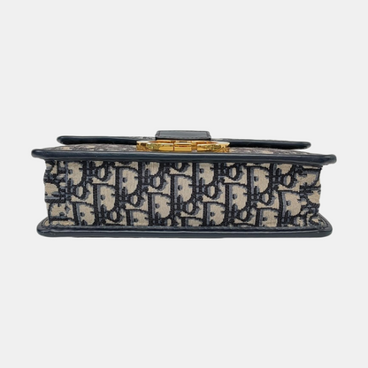 DIOR 30 Montaigne Blue Canvas Monogram Embossed Montaigne Bag Shoulder Bag with Detachable Strap-(SKU)-970899095
