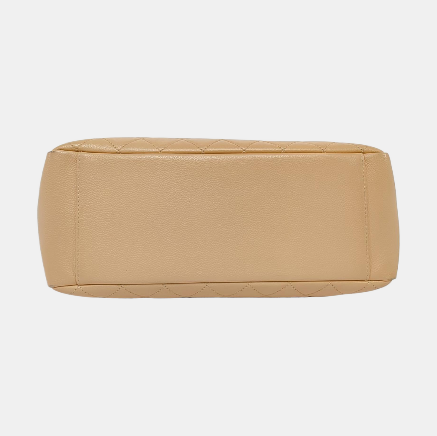 CHANEL CHANEL GST Large Beige Calfskin Quilted Lambskin Leather Chain Shoulder Bag Handbag Gold Hardware 19 Clasp-(SKU)-960372064