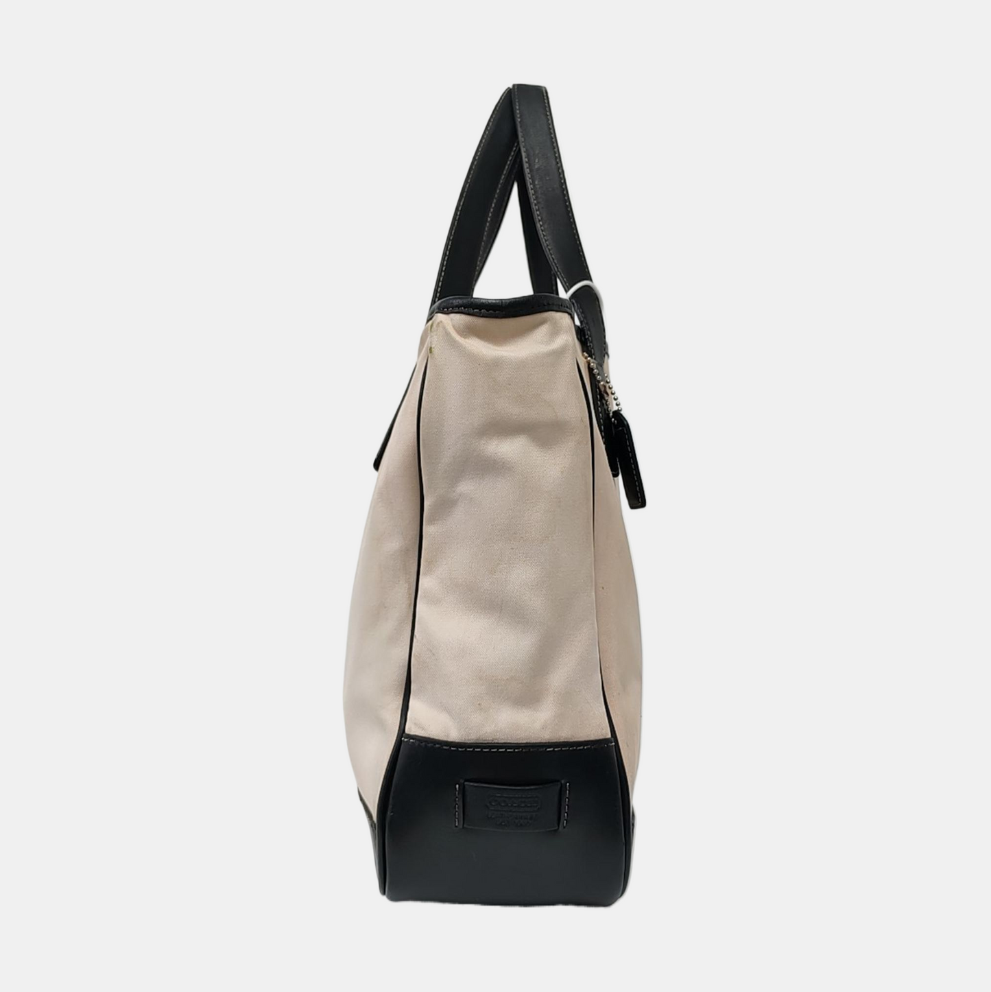 COACH CANDACE CARRYALL Beige Fabric Tote Handbag Silver Hardware-(SKU)-929326286