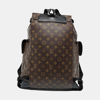 LOUIS VUITTON CHRISTOPHER Small Brown Coated Canvas Monogram Backpack with Silver Hardware-(SKU)-960294947