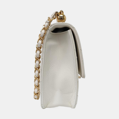 CHANEL CLASSIC VERTICAL PEARL White Lamb Leather Quilted Crossbody Bag Single Shoulder Bag Detachable Strap-(SKU)-960511595