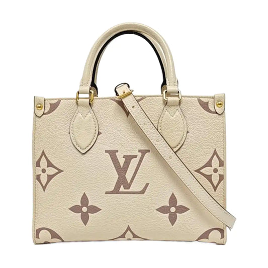 LOUIS VUITTON ONTHEGO Small White Leather Monogram Damier Ebene Jungle Bag Single Shoulder Bag Tote Bag Crossbody Bag with Gold Hardware and Detachable Shoulder Strap-(SKU)-960513551