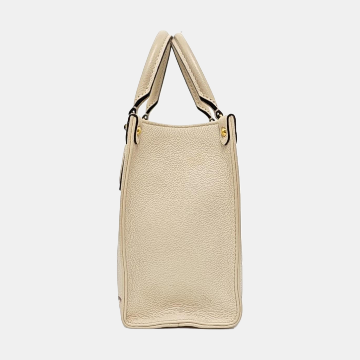 LOUIS VUITTON ONTHEGO Small White Leather Monogram Damier Ebene Jungle Bag Single Shoulder Bag Tote Bag Crossbody Bag with Gold Hardware and Detachable Shoulder Strap-(SKU)-960513551