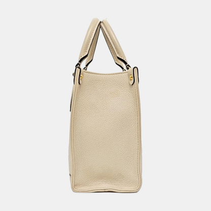 LOUIS VUITTON ONTHEGO Small White Leather Monogram Damier Ebene Jungle Bag Single Shoulder Bag Tote Bag Crossbody Bag with Gold Hardware and Detachable Shoulder Strap-(SKU)-960513551